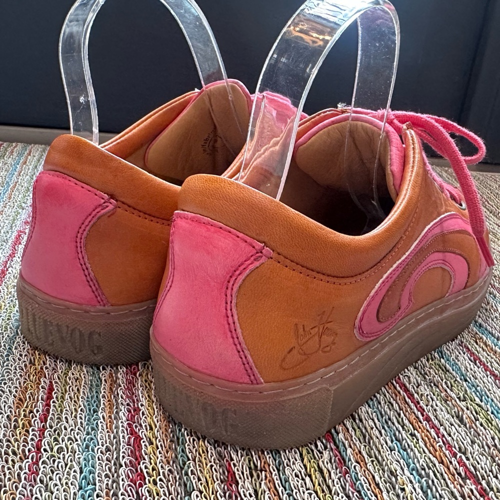 SOLD!! Fluevog  LoPro Fakie pink/orange swirl leather sneaker-M9/W11 (fits LG) - Picture 3 of 16
